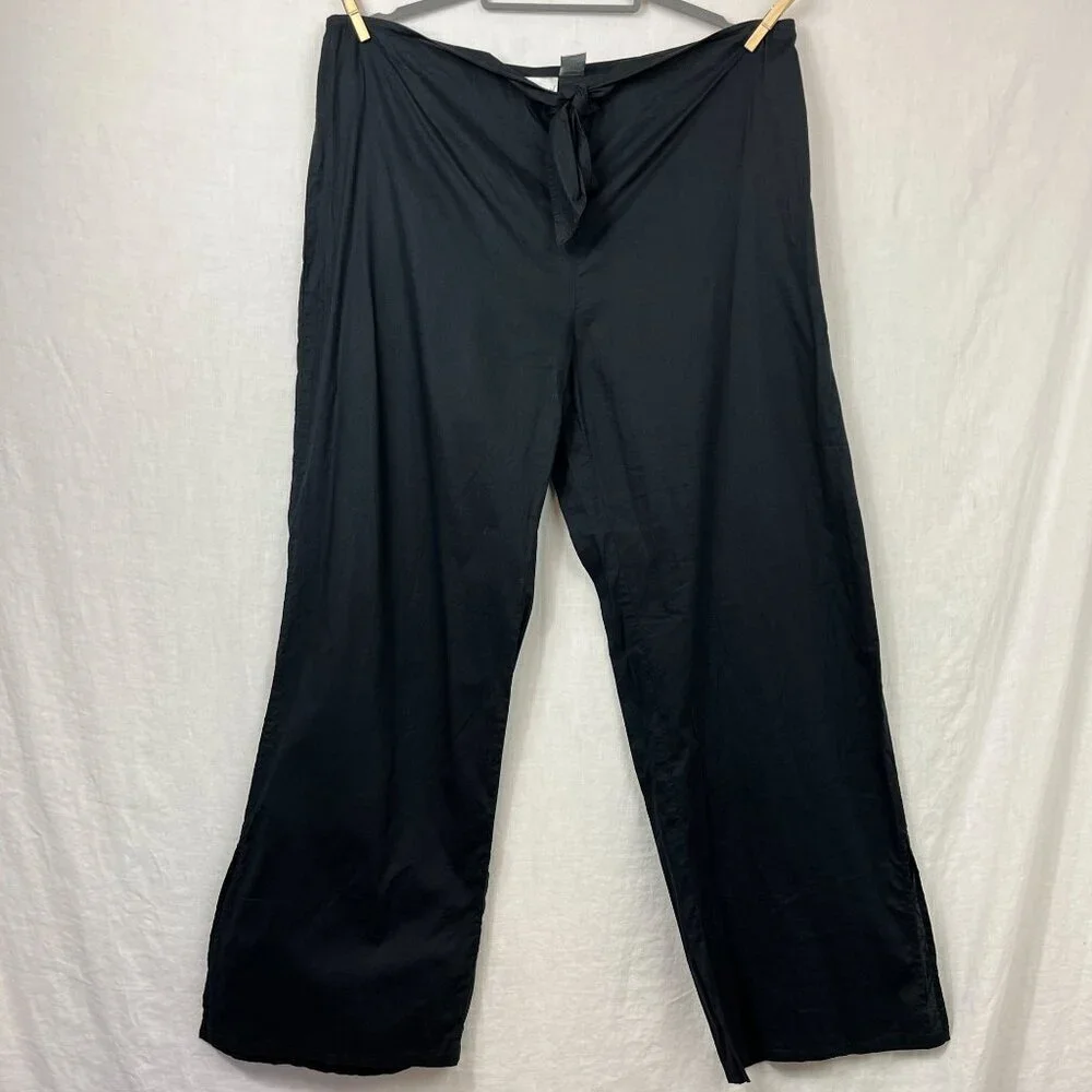 Spiegel Lightweight Cotton Straight Leg Trouser Women L Pull On Minimalist Black